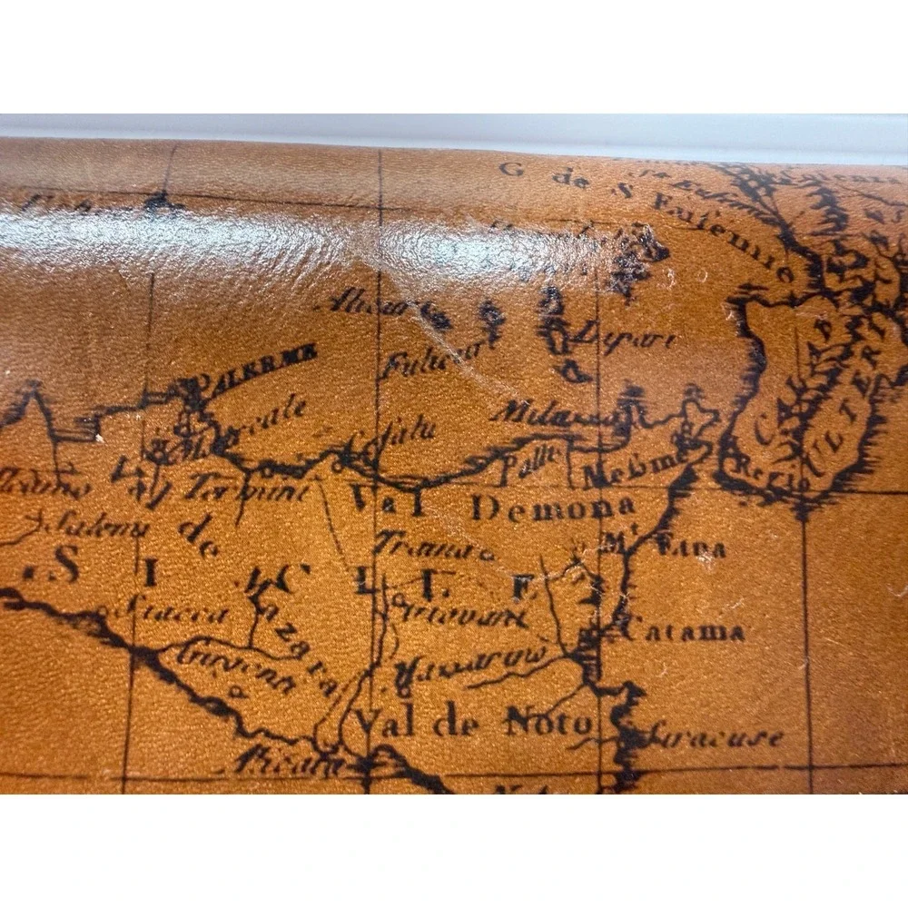 Patricia Nash Oliveri Leather Tri-Fold Wallet W/ RFID‎ Protection RIOT RUST MAP